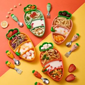 大根のディナープレートシリコンチルドレン\\\\\\\\\\\\ \'sボウル吸引カップチルドレン\\\\\\\\\\\\\' S Tableware Baby Auxiliaryフードボウルコンパートメント化